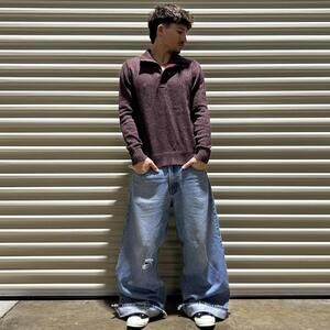 Vintage Y2K Merona maroon knit quarter buttonup sweater